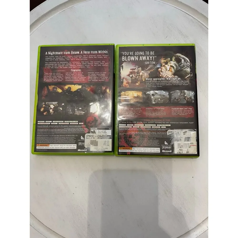 Gears of War & Gears of War 2 (Xbox 360) Complete tested and CDs in good cond.